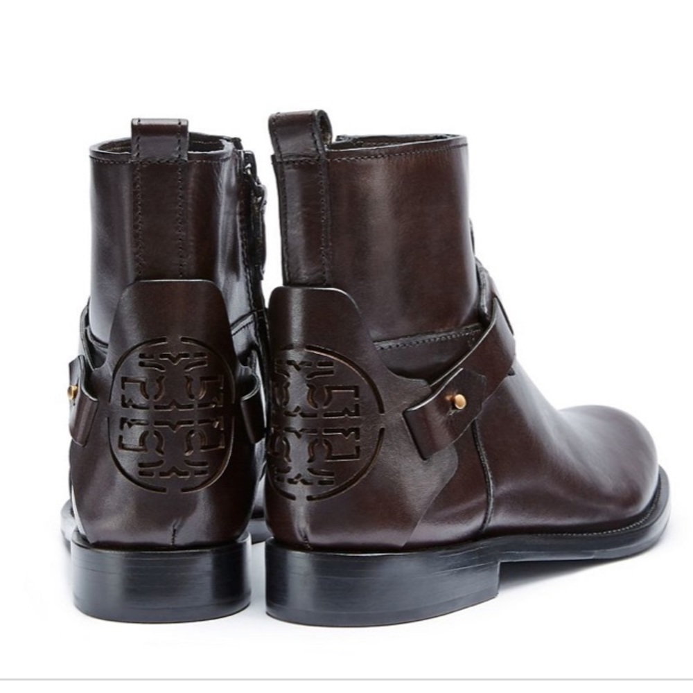 Tory Burch Black Leather Derby Flat Ankle Boots EUC